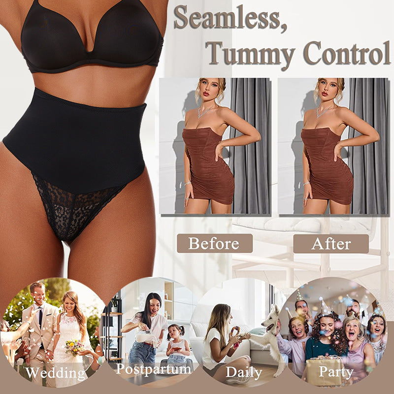 Women's Plus-Size Lace Seamless High-Waist Shapewear Briefs