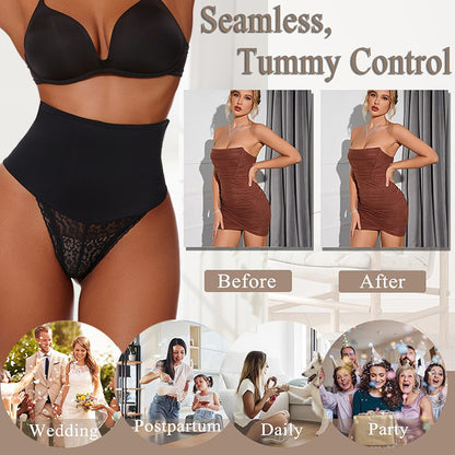 Women's Plus-Size Lace Seamless High-Waist Shapewear Briefs