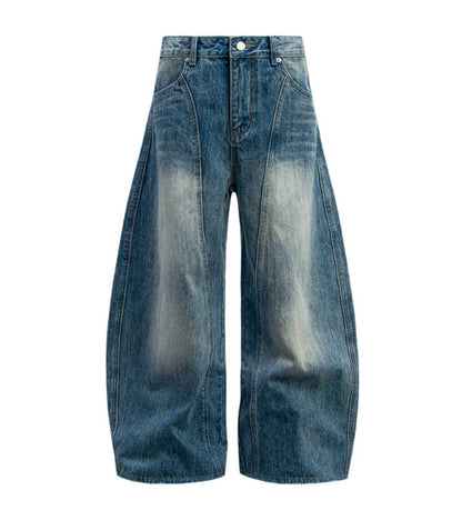 Men's Vintage Washed Distressed Bootcut Jeans – Loose Fit American Style
