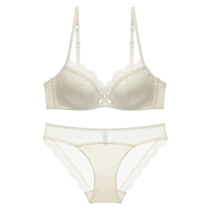 Women's Glossy Lace Bra & Panty Set – 3/4 Cup Lifting Lingerie | 70A–85C