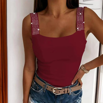 Women's Metal Eyelet Print Sleeveless Vest – Casual Pullover in 4 Colors (S-XL)