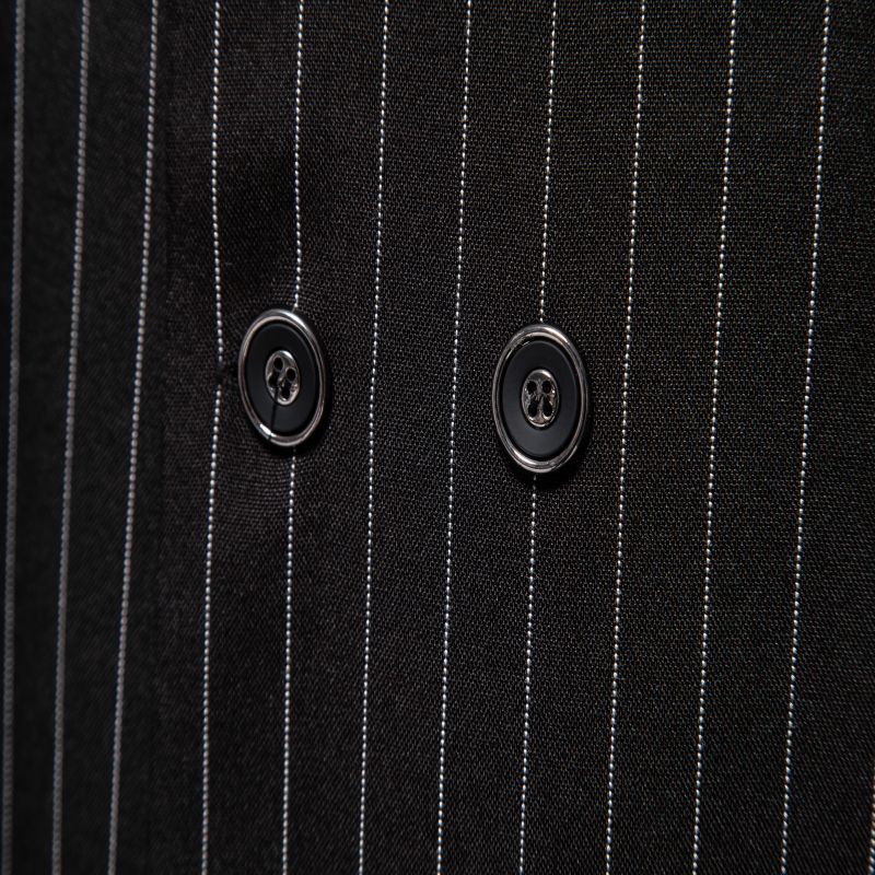 Vertical Stripe Double-Breasted Waistcoat – Slim Fit Cotton Vest for Men & Women