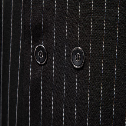 Vertical Stripe Double-Breasted Waistcoat – Slim Fit Cotton Vest for Men & Women