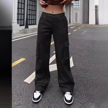Women's Loose Casual Multi-Pocket Pants – Mid-Waist Cotton Trousers XS–4XL