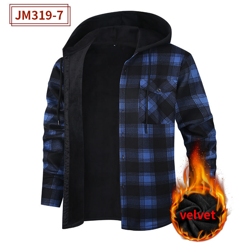 Men's Fleece-Lined Flannel Plaid Hooded Shirt – Extra Thick Cardigan