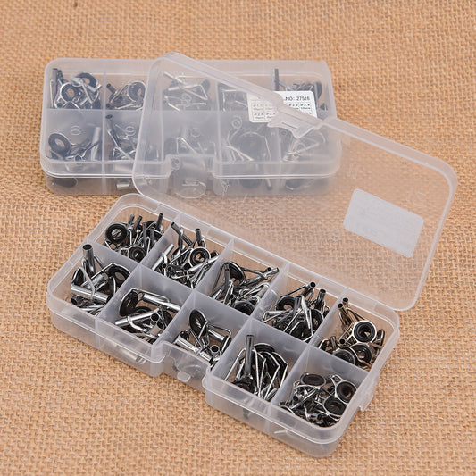 80-Piece Alloy Fishing Rod Guide Ring Set – Sea Rod Line Guide Rings (10-Grid Box)