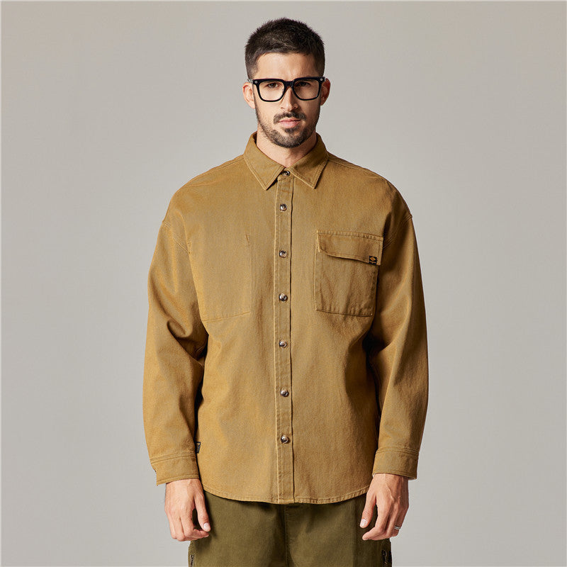 Men's Heavyweight Cotton Retro Cardigan Shirt