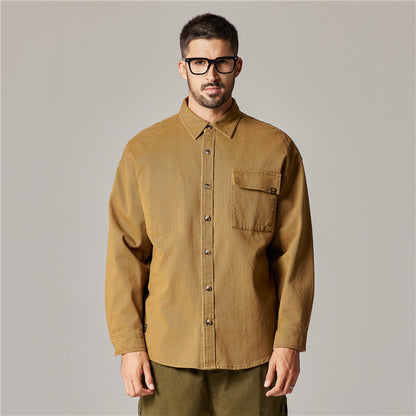 Men's Heavyweight Cotton Retro Cardigan Shirt