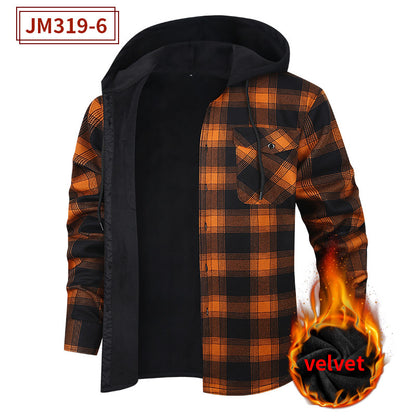 Men's Fleece-Lined Flannel Plaid Hooded Shirt – Extra Thick Cardigan