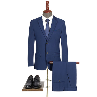 Men's Slim Fit 2-Piece Business Suit – Jacket & Trousers, Plus Sizes Available