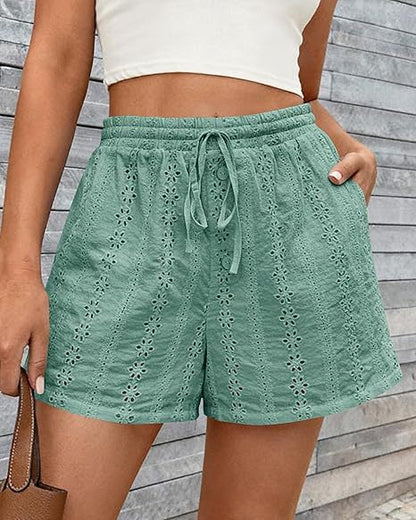 Women's Drawstring Capri Beach Shorts – Elastic Waist Casual Polyester S–2XL