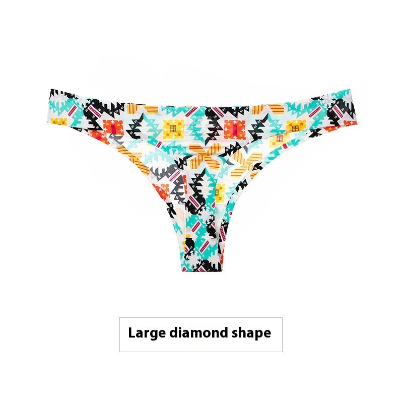 Women's Ice Silk Seamless Thong Underwear – No-Show Low-Rise T-Back | M–XXL