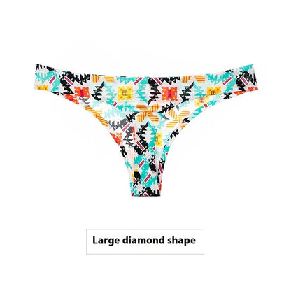 Women's Ice Silk Seamless Thong Underwear – No-Show Low-Rise T-Back | M–XXL