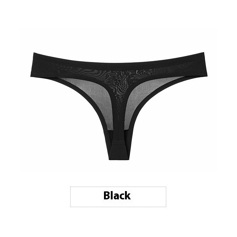 Women's Ice Silk Seamless Thong Underwear – No-Show Low-Rise T-Back | M–XXL