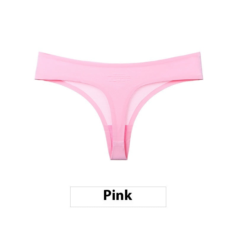 Women's Ice Silk Seamless Thong Underwear – No-Show Low-Rise T-Back | M–XXL