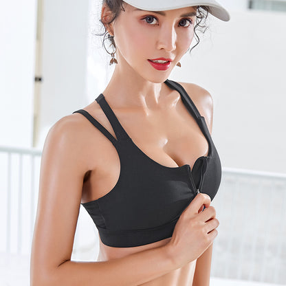 Women's Front-Zip Sports Bra – High-Impact Yoga & Running Vest
