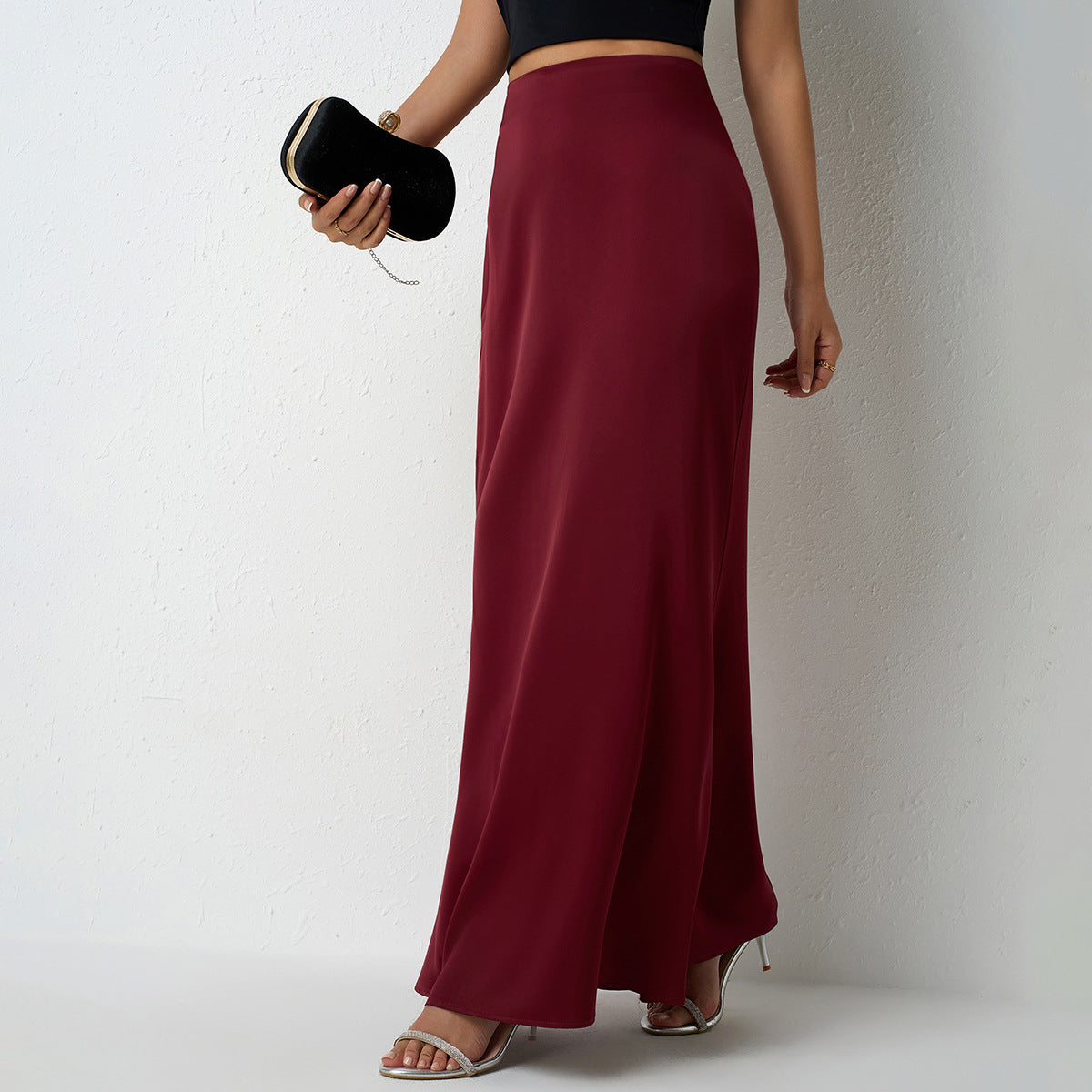 Women's Elegant Satin Maxi Skirt – Flared A-Line Long Skirt in 21 Colors