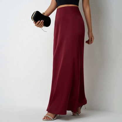 Women's Elegant Satin Maxi Skirt – Flared A-Line Long Skirt in 21 Colors
