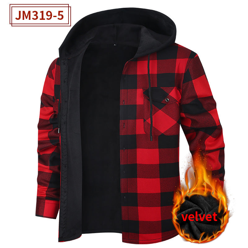 Men's Fleece-Lined Flannel Plaid Hooded Shirt – Extra Thick Cardigan