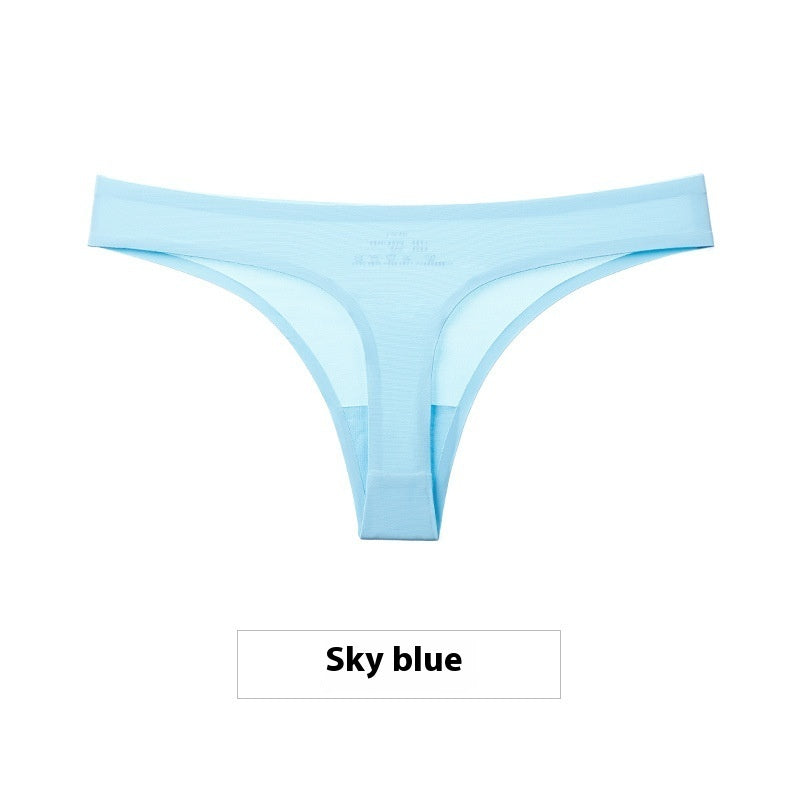 Women's Ice Silk Seamless Thong Underwear – No-Show Low-Rise T-Back | M–XXL