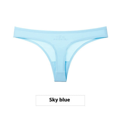 Women's Ice Silk Seamless Thong Underwear – No-Show Low-Rise T-Back | M–XXL