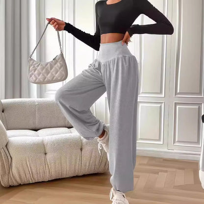 Women's High-Waist Straight-Leg Breathable Sports Pants