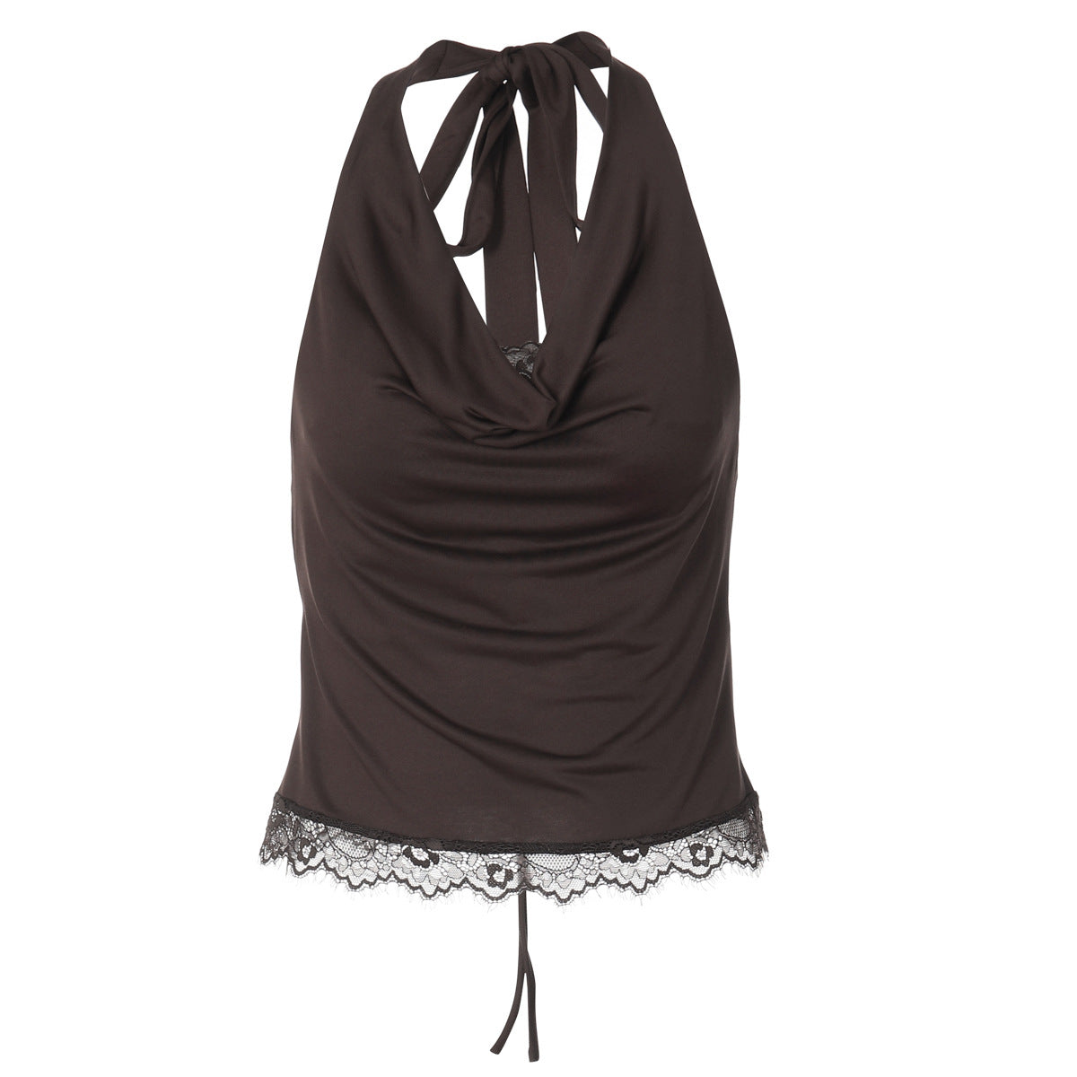 Women's Lace-Up Halter Neck Slim Fit Vest – Milk Silk Street Style in 3 Colors (S-L)