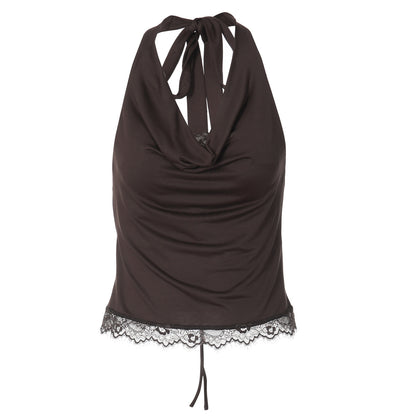 Women's Lace-Up Halter Neck Slim Fit Vest – Milk Silk Street Style in 3 Colors (S-L)