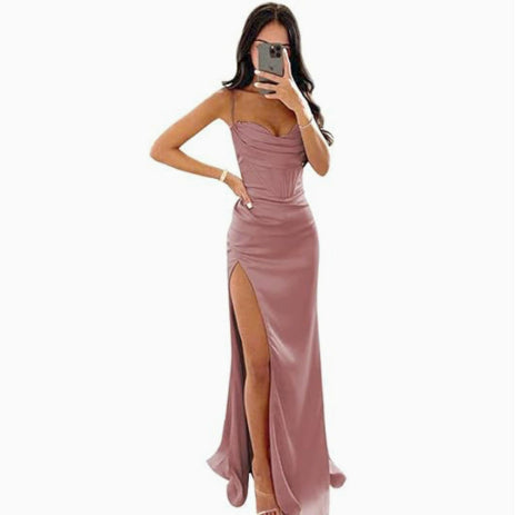 Women's Sleeveless Camisole Evening Dress – Elegant Wedding & Formal Maxi Gown