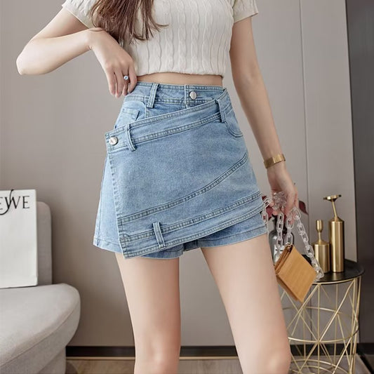 Women's High-Waist Denim-Inspired Cropped Straight-Leg Pants – Distressed Streetwear Blue, Pink & Black S–5XL