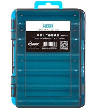 Double-Layer Fishing Lure & Bait Storage Box – ABS Tackle Box with Drain Hole (S & L, Blue & Orange)