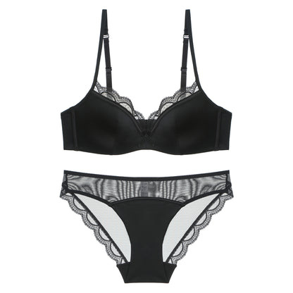Women's Glossy Lace Bra & Panty Set – 3/4 Cup Lifting Lingerie | 70A–85C