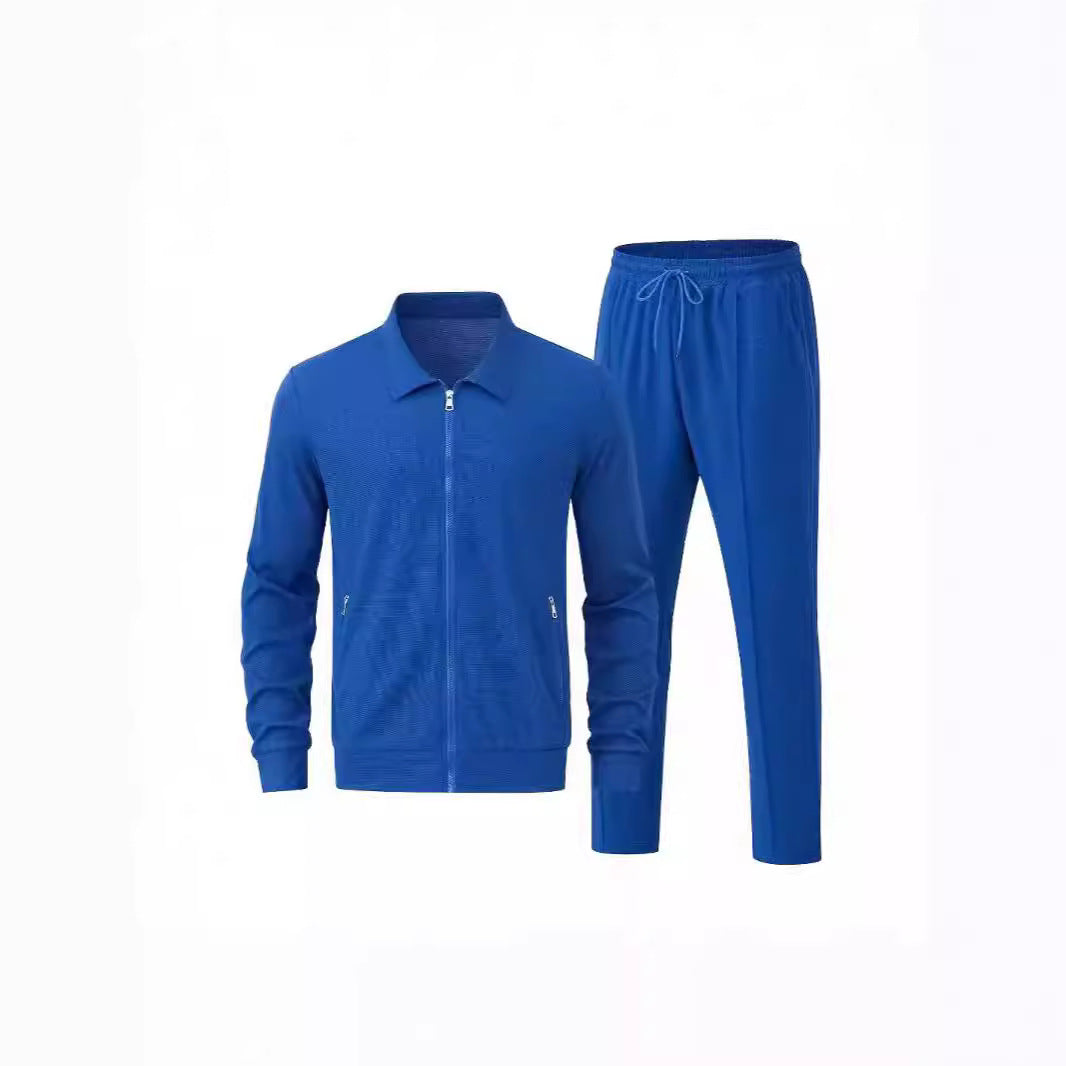 Men's Waffle Texture 2-Piece Casual Suit Set