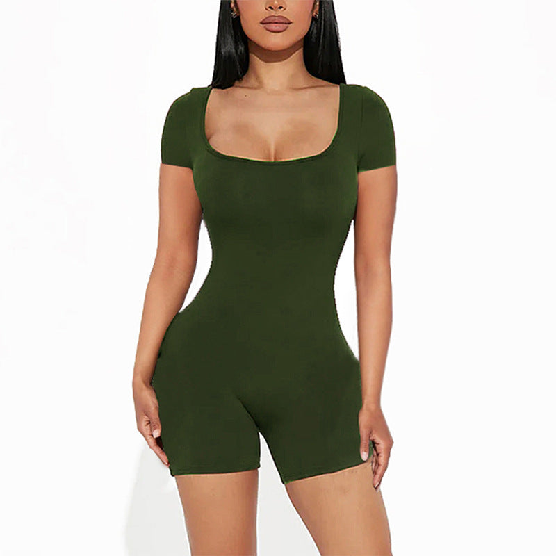 Women's Slim-Fit Sheath Jumpsuit – Three-Quarter Sleeve Bodycon S–2XL