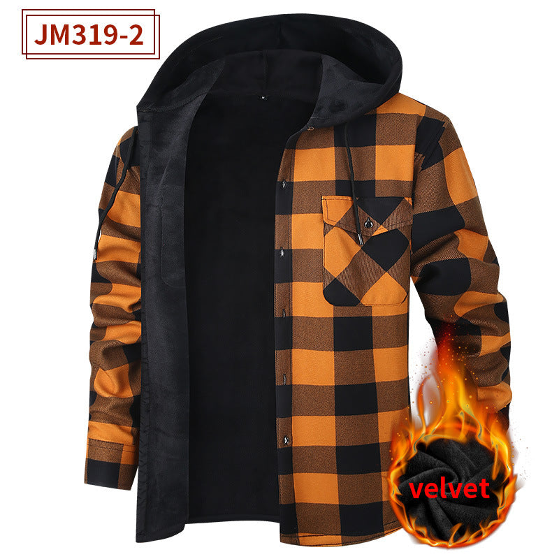 Men's Fleece-Lined Flannel Plaid Hooded Shirt – Extra Thick Cardigan