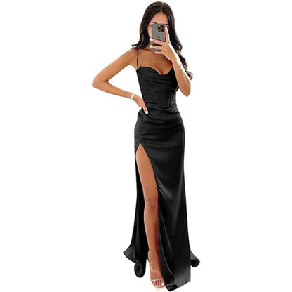 Women's Sleeveless Camisole Evening Dress – Elegant Wedding & Formal Maxi Gown