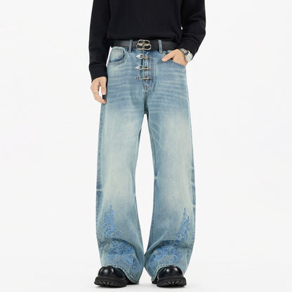 Men's & Women's Vintage Distressed Loose Straight Bootcut Jeans – American Style