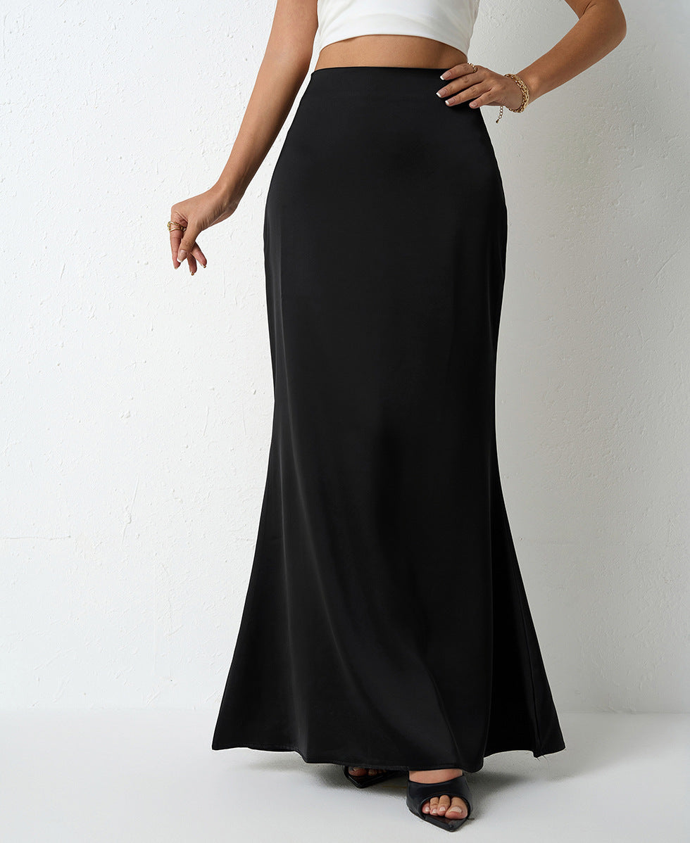 Women's Elegant Satin Maxi Skirt – Flared A-Line Long Skirt in 21 Colors