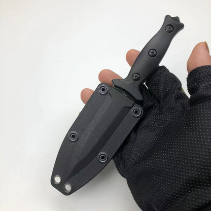 Outdoor Camping Straight Knife – 440C Steel Blade with ABS Sheath (18.5cm, Black)