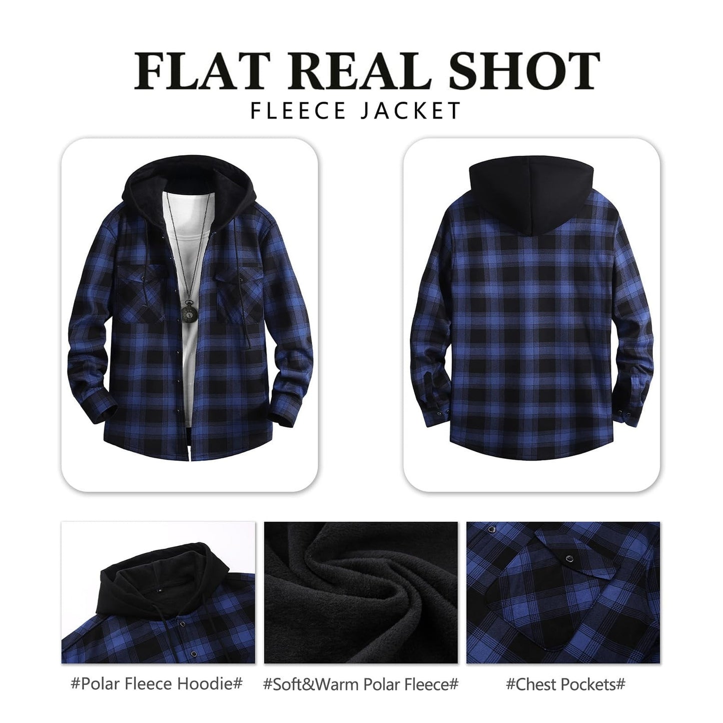 Men's Fleece-Lined Flannel Plaid Hooded Shirt – Extra Thick Cardigan