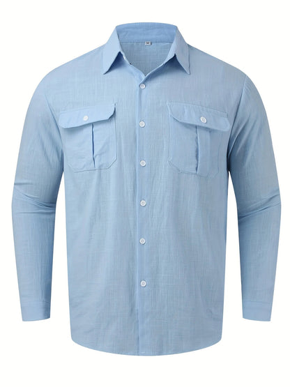 Men's Cotton Linen Long Sleeve Shirt | Casual Button-Down