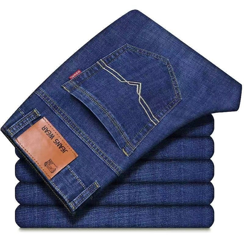 Men's Relaxed Straight Fit Stretch Denim Jeans – Black & Blue 28–40