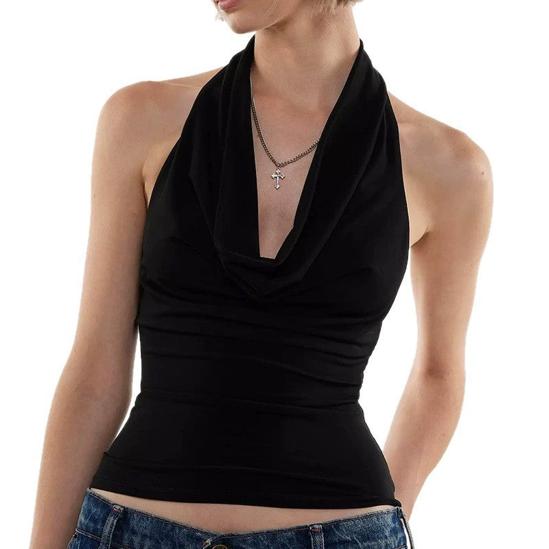 Women's Plunging Halterneck Off-Shoulder Sleeveless Top – Bold & Sexy
