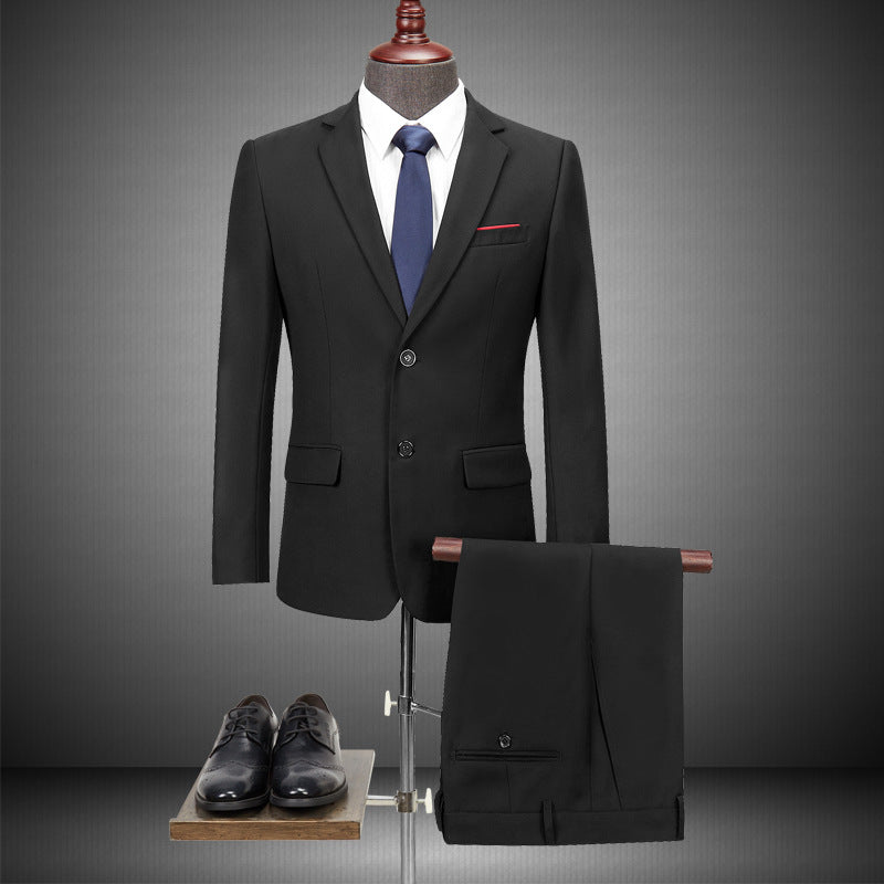 Men's Slim Fit 2-Piece Business Suit – Jacket & Trousers, Plus Sizes Available