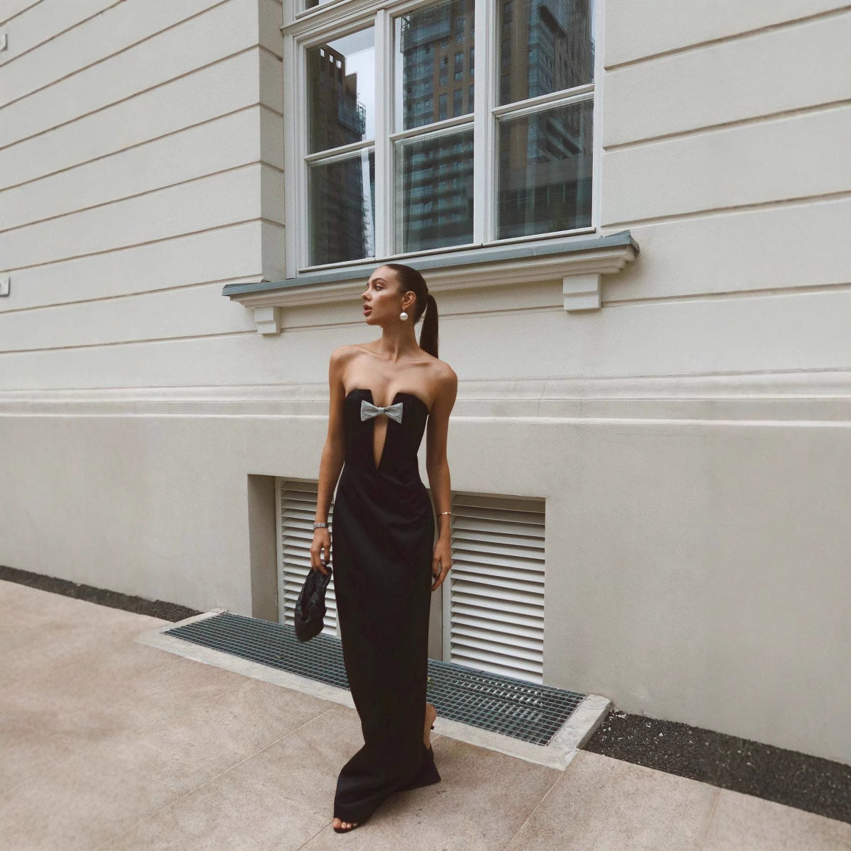 Women's Off-Shoulder Backless Deep V Bandeau Sequin Party Dress – Slim-Fit Fairy Dress