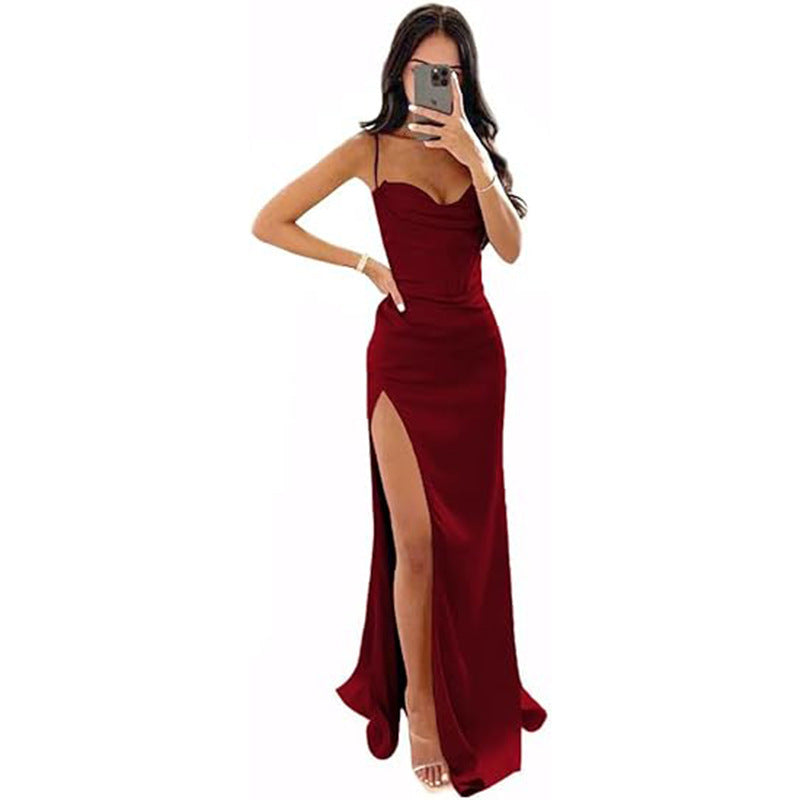 Women's Sleeveless Camisole Evening Dress – Elegant Wedding & Formal Maxi Gown