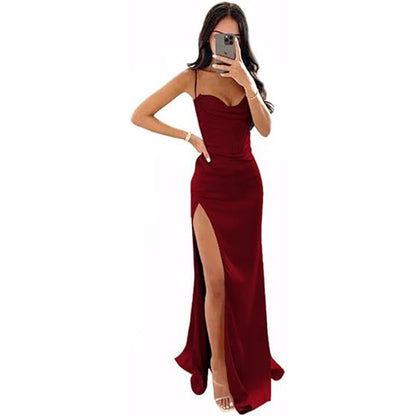 Women's Sleeveless Camisole Evening Dress – Elegant Wedding & Formal Maxi Gown