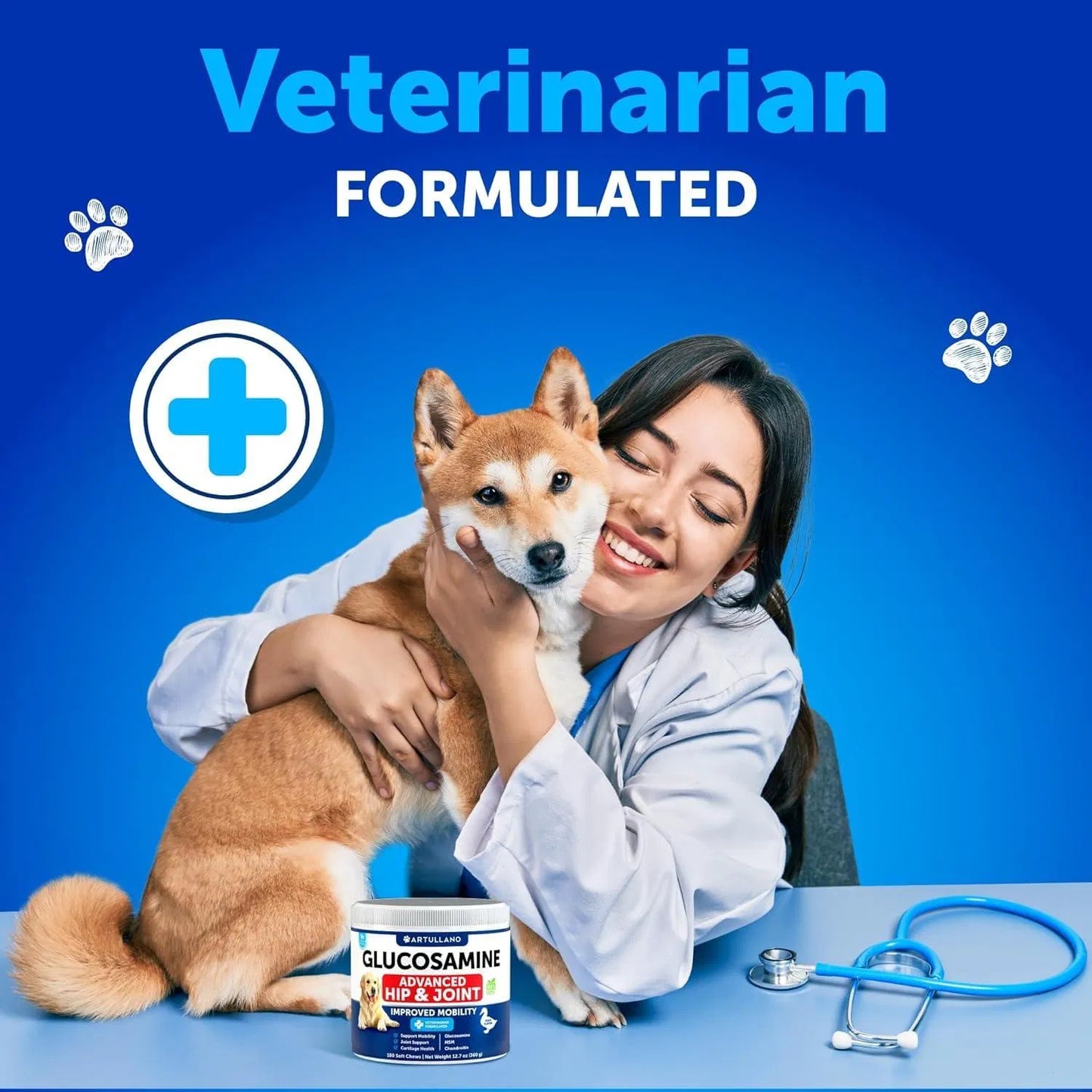 Dog Hip & Joint Supplement – Glucosamine Chews with Chondroitin, Hemp Oil & MSM – 120 Soft Treats
