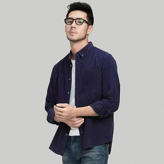 Men's Long Sleeve Business Casual Shirt – Slim Solid Color