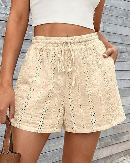 Women's Drawstring Capri Beach Shorts – Elastic Waist Casual Polyester S–2XL